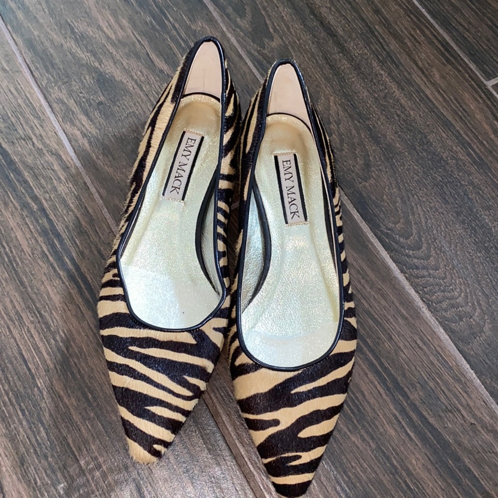 COPY - Emy Mack Megan zebra print pointy flats